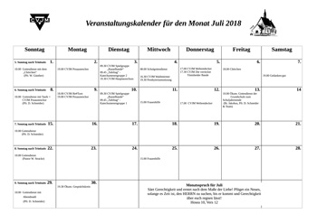 Terminkalender Juli