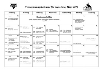 Kalender Maerz 2019